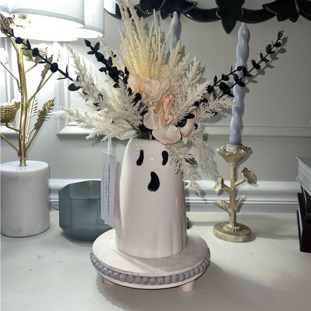 Cupcakes Cashmere Ghost Flower Vase Planter Floral Arrangement Halloween NWT